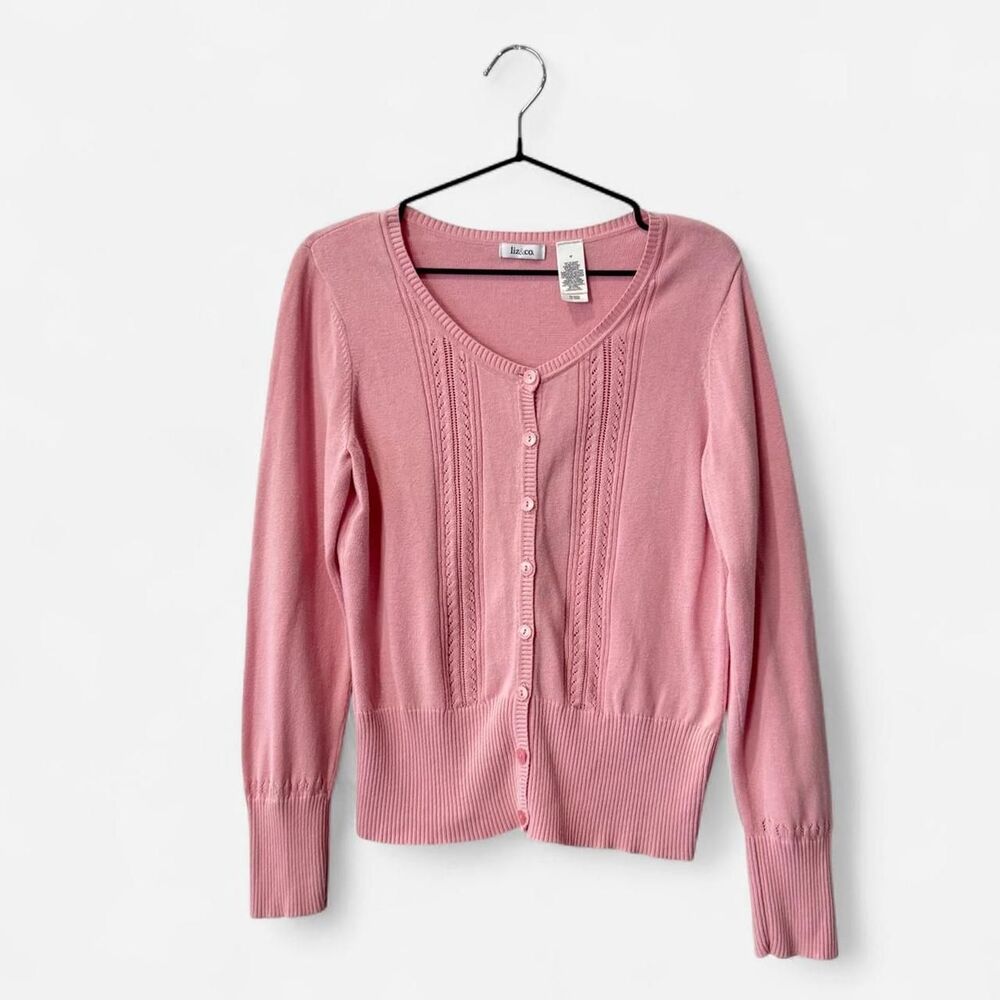 Baby pink coquette 100% cotton cardigan button up ribbed knit Baby Doll Dainty